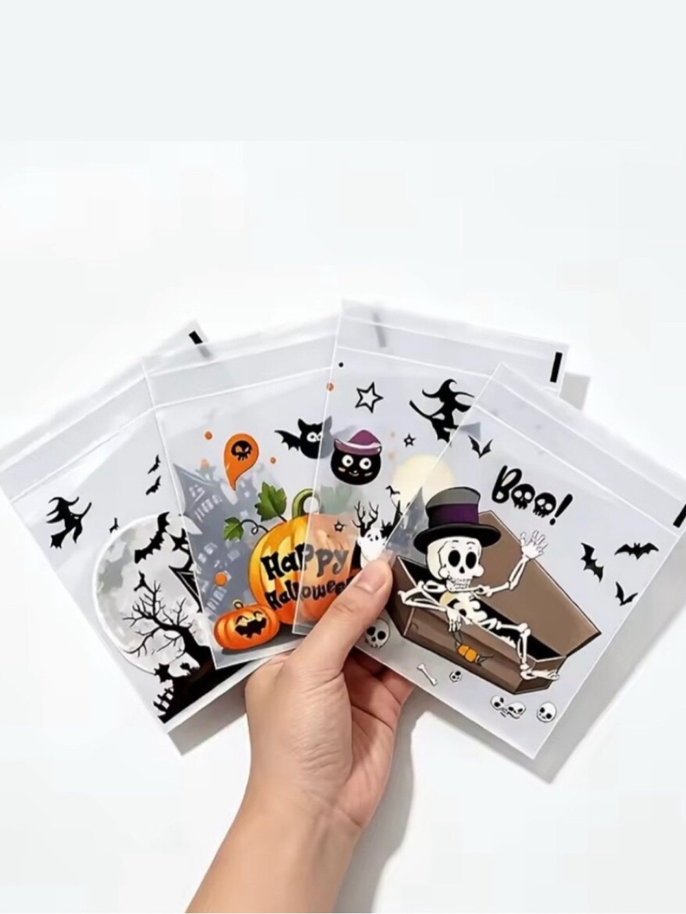 Halloween Treat Bags Party Favor Set - White & Orange